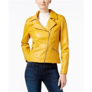 I.N.C. Vegan Mustard Gold Yellow Motorcycle Jacket